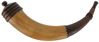 Large Powder Horn,
16-1/2", paneled tip, turned base